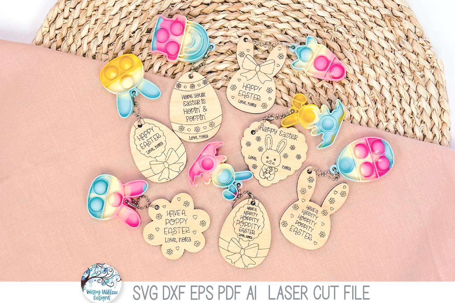 Easter Pop It Keychain Tags for Kids - SVG File for Laser Cutter