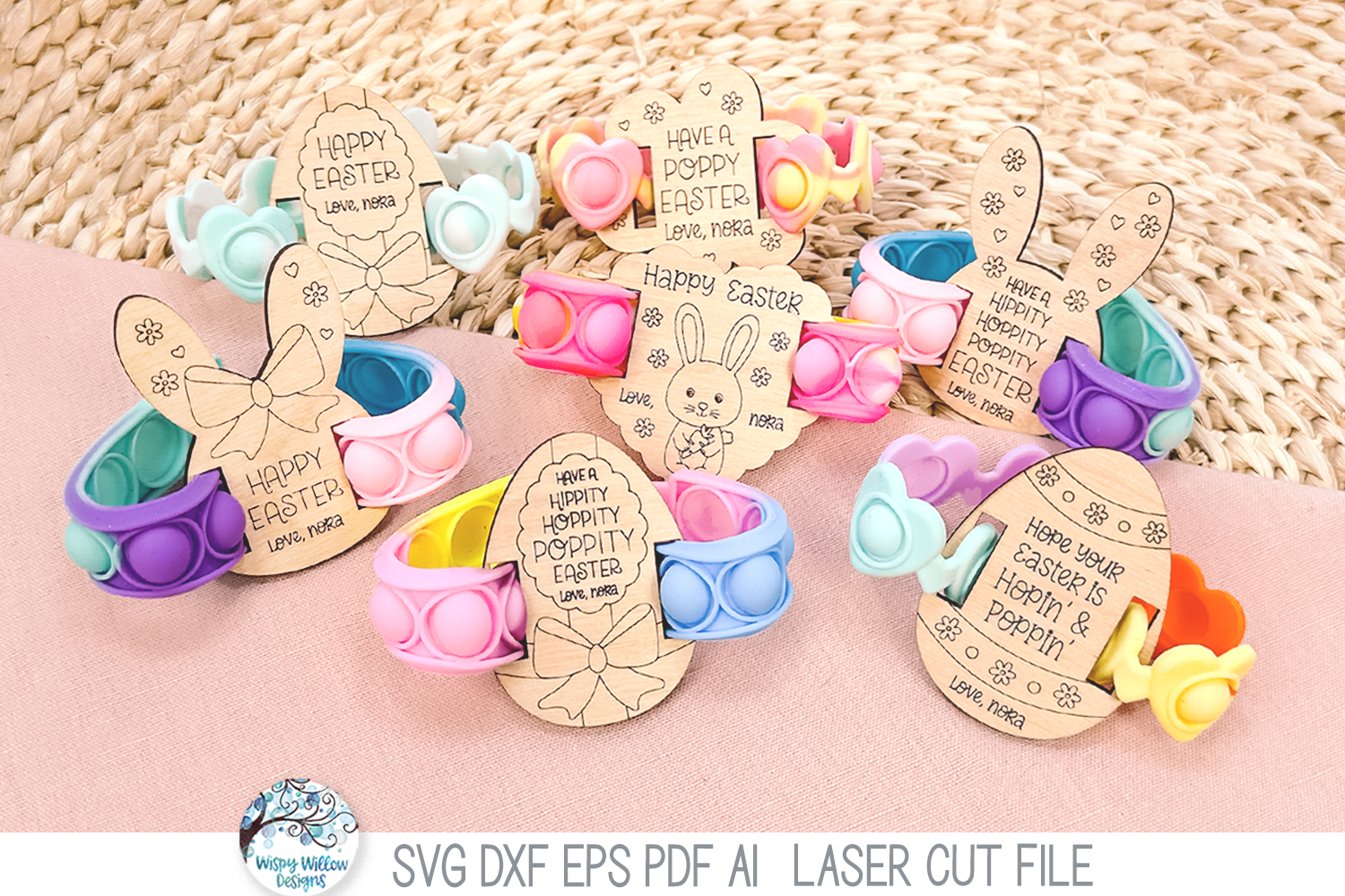 Easter Pop It Bracelet Tags for Kids - SVG File for Laser Cutter