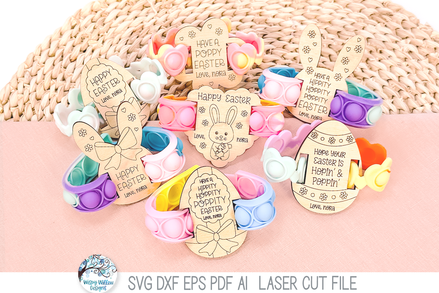 Easter Pop It Bracelet Tags for Kids - SVG File for Laser Cutter