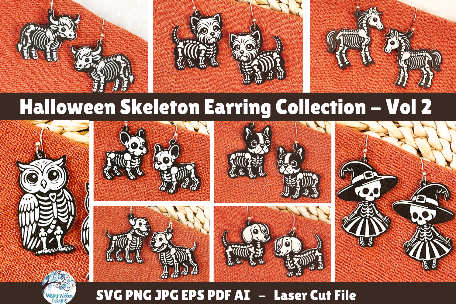 Halloween Skeleton Earring Bundle Vol 2- SVG Files for Laser Cutter