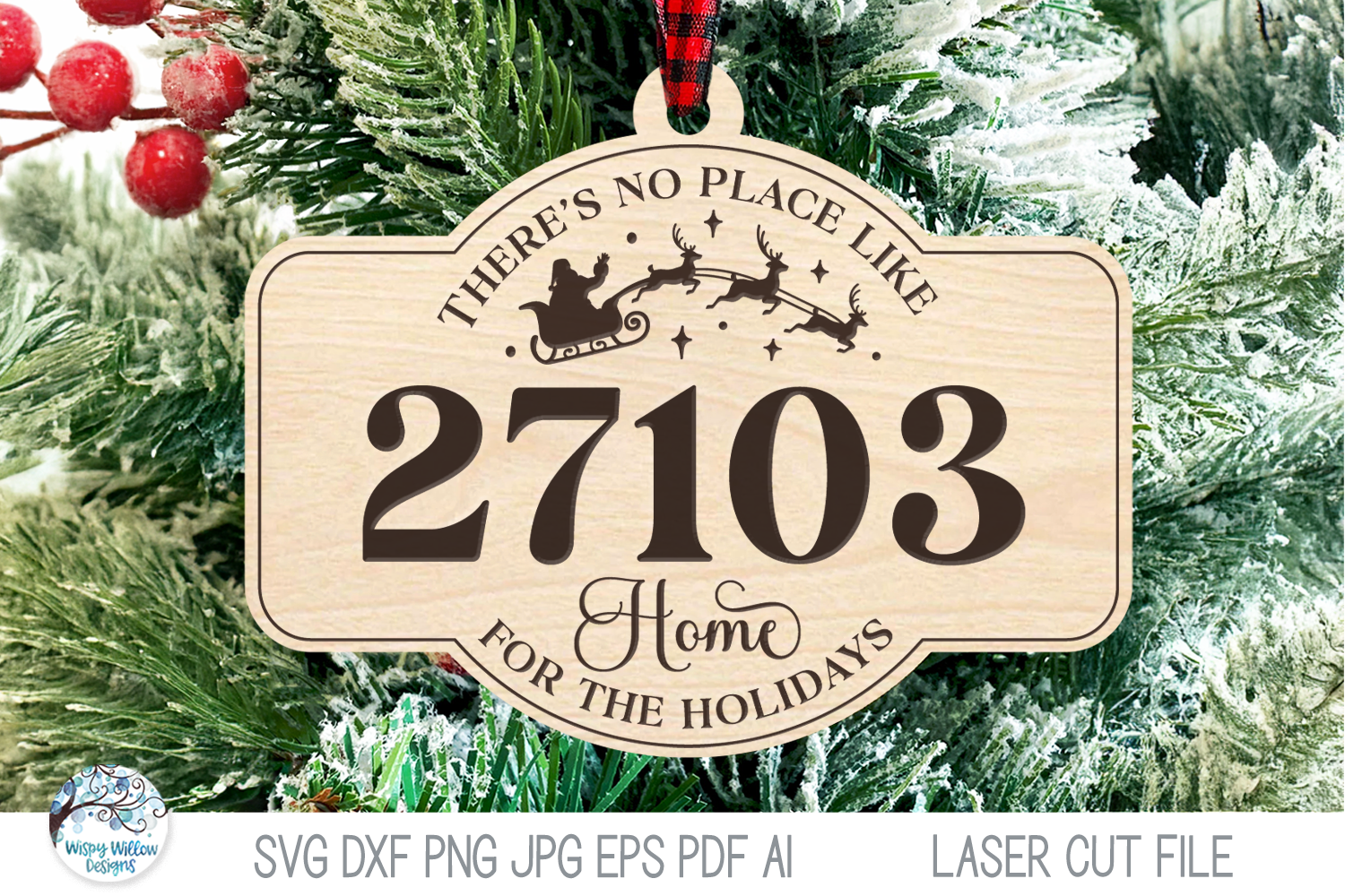 There's No Place Like Home Zipcode Christmas Ornament SVG File for Laser