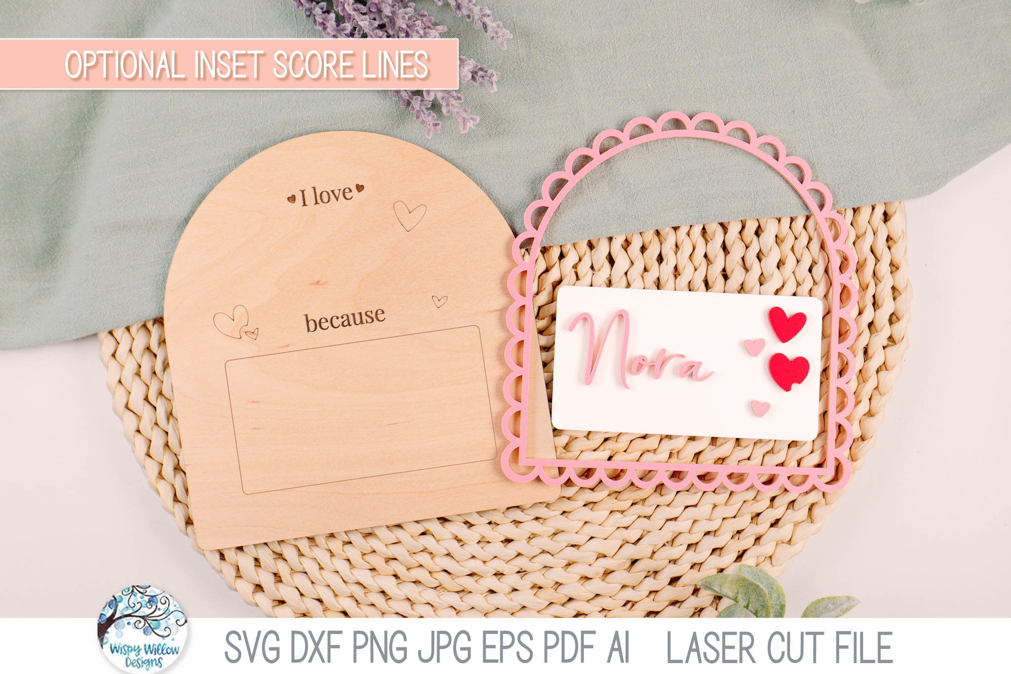 I Love You Because - Personalized Valentine's Day Arch Sign SVG File for Laser Cutters