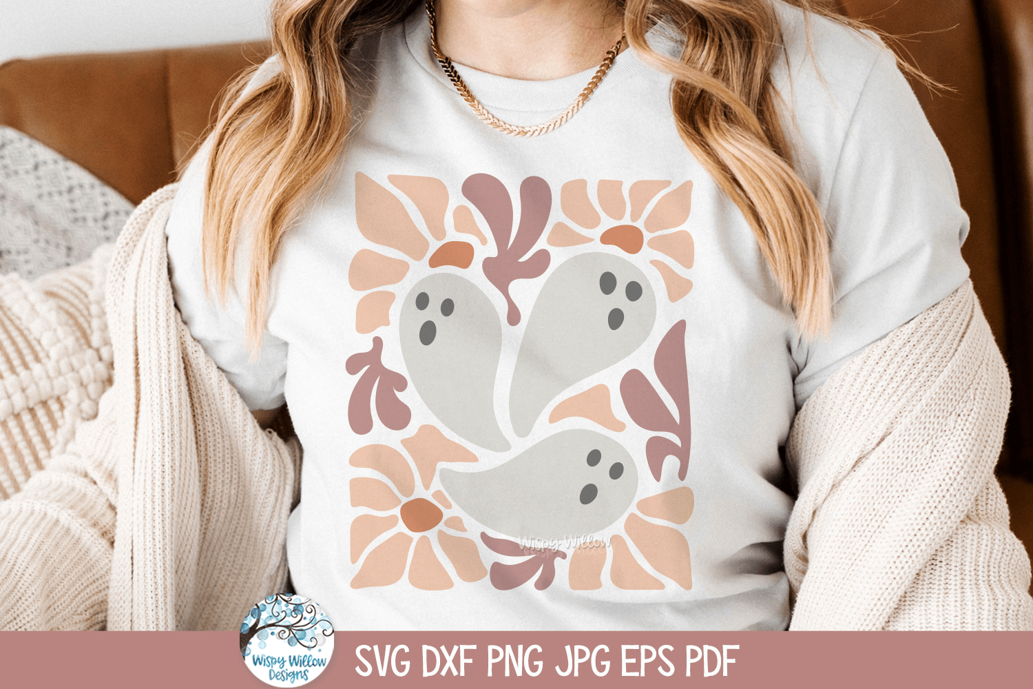 Abstract Ghosts SVG | Floral Retro Halloween Design Wispy Willow Designs Company