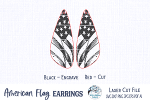 American Flag Earrings SVG for Glowforge Laser Cutter Wispy Willow Designs Company