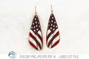 American Flag Earrings SVG for Glowforge Laser Cutter Wispy Willow Designs Company