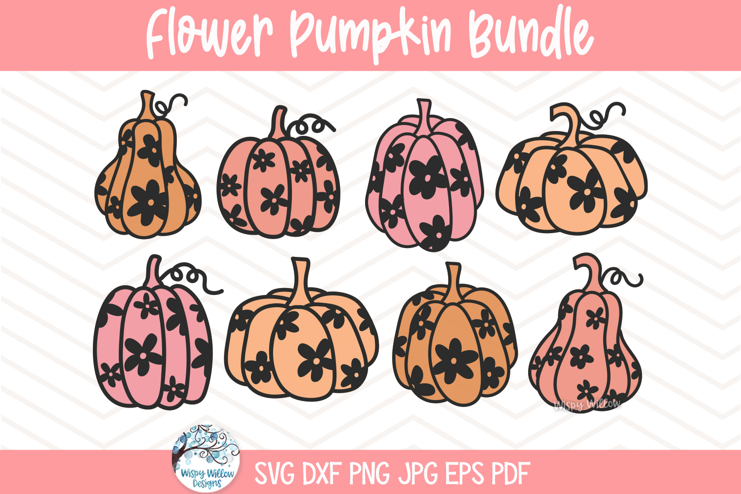 Autumn Flower Pumpkin SVG Bundle | Seasonal Designs Wispy Willow Designs Company