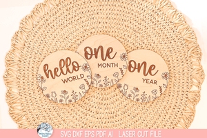 Baby Girl Monthly Milestone Disc Bundle - Wildflower SVG File for Laser Cutter Wispy Willow Designs Company