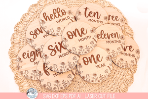 Baby Girl Monthly Milestone Disc Bundle - Wildflower SVG File for Laser Cutter Wispy Willow Designs Company