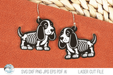 Basset Hound Dog Skeleton Halloween Earring SVG File for Laser Wispy Willow Designs Company