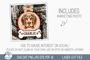 Beagle Dog Christmas Ornament SVG File for Laser Cutter Wispy Willow Designs Company