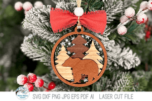 Bear Woodland Animal Christmas Ornament SVG for Laser Cutter Wispy Willow Designs Company