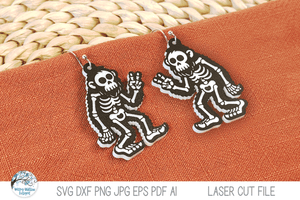 Big Foot Yeti Skeleton Halloween Earring SVG File for Laser Wispy Willow Designs Company