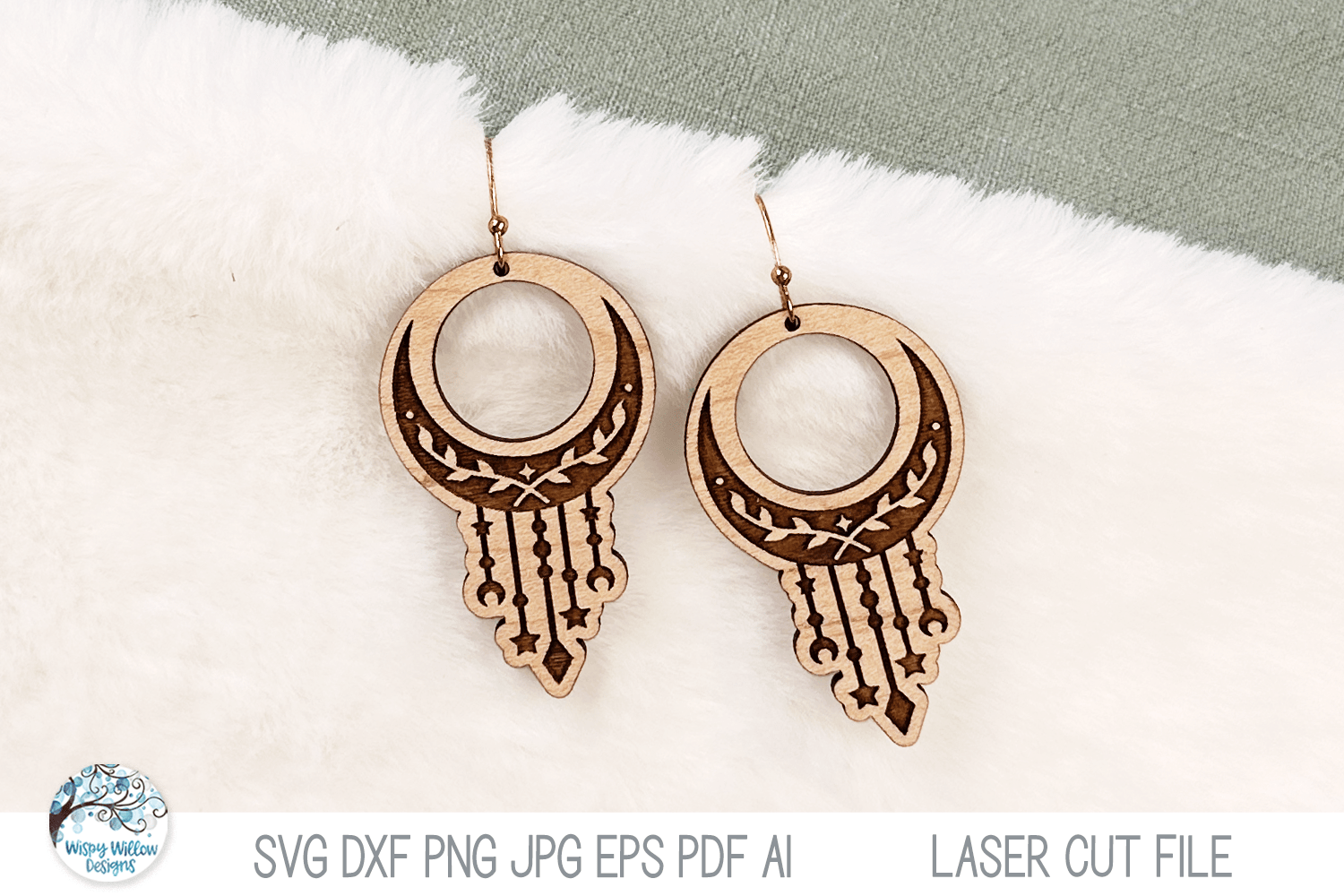 Boho Dreamcatcher Dangle Earrings for Laser Cutter Wispy Willow Designs Company