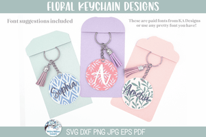 Boho Floral Keychain Background SVG File Bundle for Round Keychains - Made for Cricut Wispy Willow Designs Company