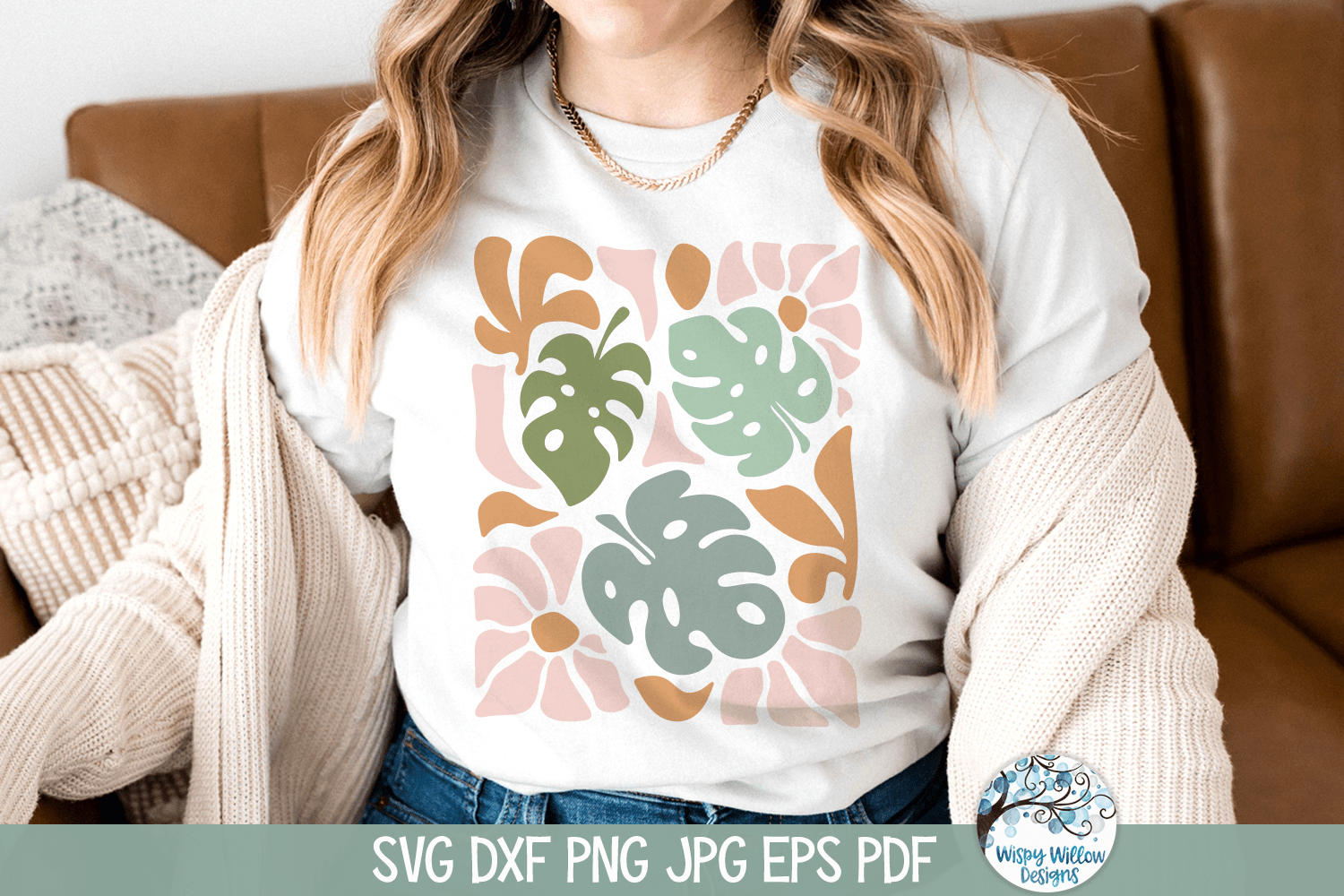 Boho Monstera Leaves SVG Wispy Willow Designs Company