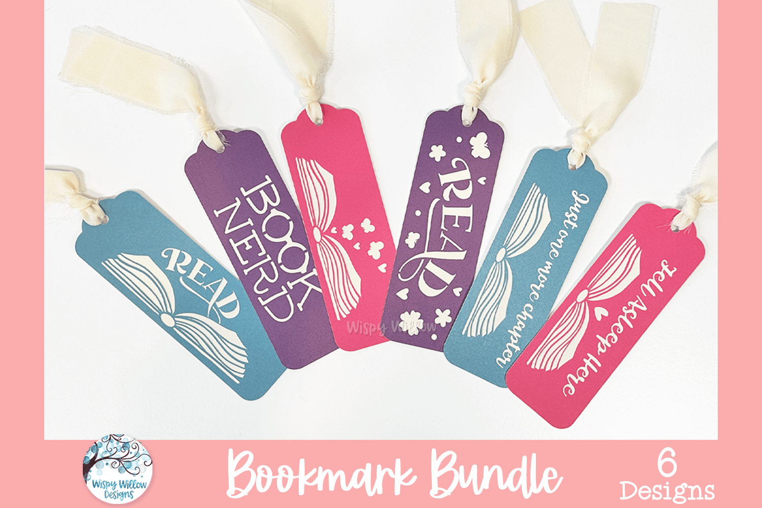 Book Bookmark SVG Bundle | Colorful Literary Designs Wispy Willow Designs Company