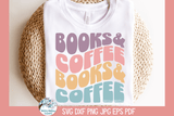 Books and Coffee SVG | Retro Groovy Wavy Text Art Wispy Willow Designs Company