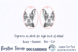 Boston Terrier Dog with Glasses Earring File for Glowforge or Laser Cutter Wispy Willow Designs Company