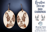 Boston Terrier Dog with Glasses Earring File for Glowforge or Laser Cutter Wispy Willow Designs Company