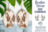 Boston Terrier Dog with Glasses Earring File for Glowforge or Laser Cutter Wispy Willow Designs Company