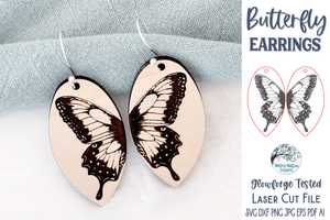 Butterfly Earring SVG File for Glowforge or Laser Wispy Willow Designs Company