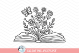 Butterfly Flower Book SVG | Book and Nature Lover's Graphic Tee Wispy Willow Designs Company