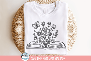 Butterfly Flower Book SVG | Book and Nature Lover's Graphic Tee Wispy Willow Designs Company