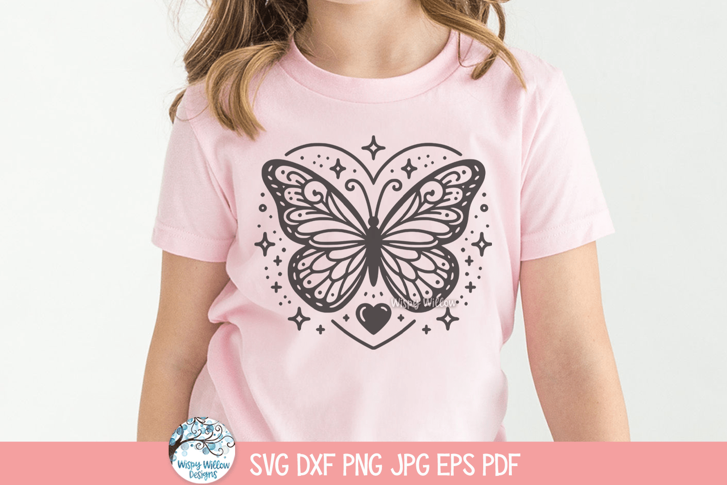 Butterfly Heart SVG | Boho Summer Animal Designs Wispy Willow Designs Company