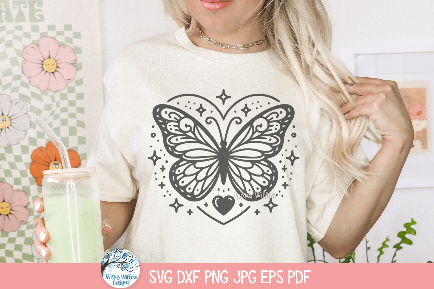 Butterfly Heart SVG | Boho Summer Animal Designs Wispy Willow Designs Company