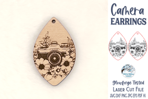 Camera Earring SVG for Glowforge Laser Cutter Wispy Willow Designs Company