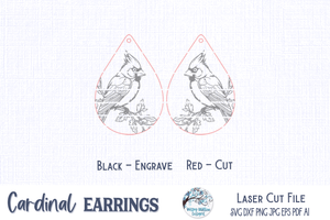 Cardinal Earring SVG File for Glowforge and Laser Cutter Wispy Willow Designs Company