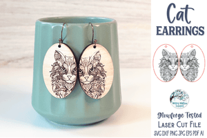 Cat Earring File for Glowforge or Laser Cutter Wispy Willow Designs Company