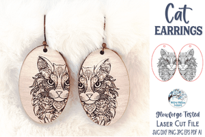 Cat Earring File for Glowforge or Laser Cutter Wispy Willow Designs Company