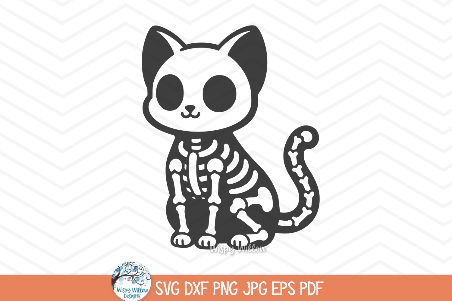 Cat Skeleton SVG | Spooky Halloween Animal Design Wispy Willow Designs Company