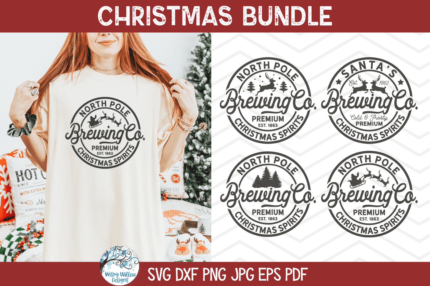 Christmas Brewing SVG Bundle  | Funny Holiday Designs Wispy Willow Designs Company