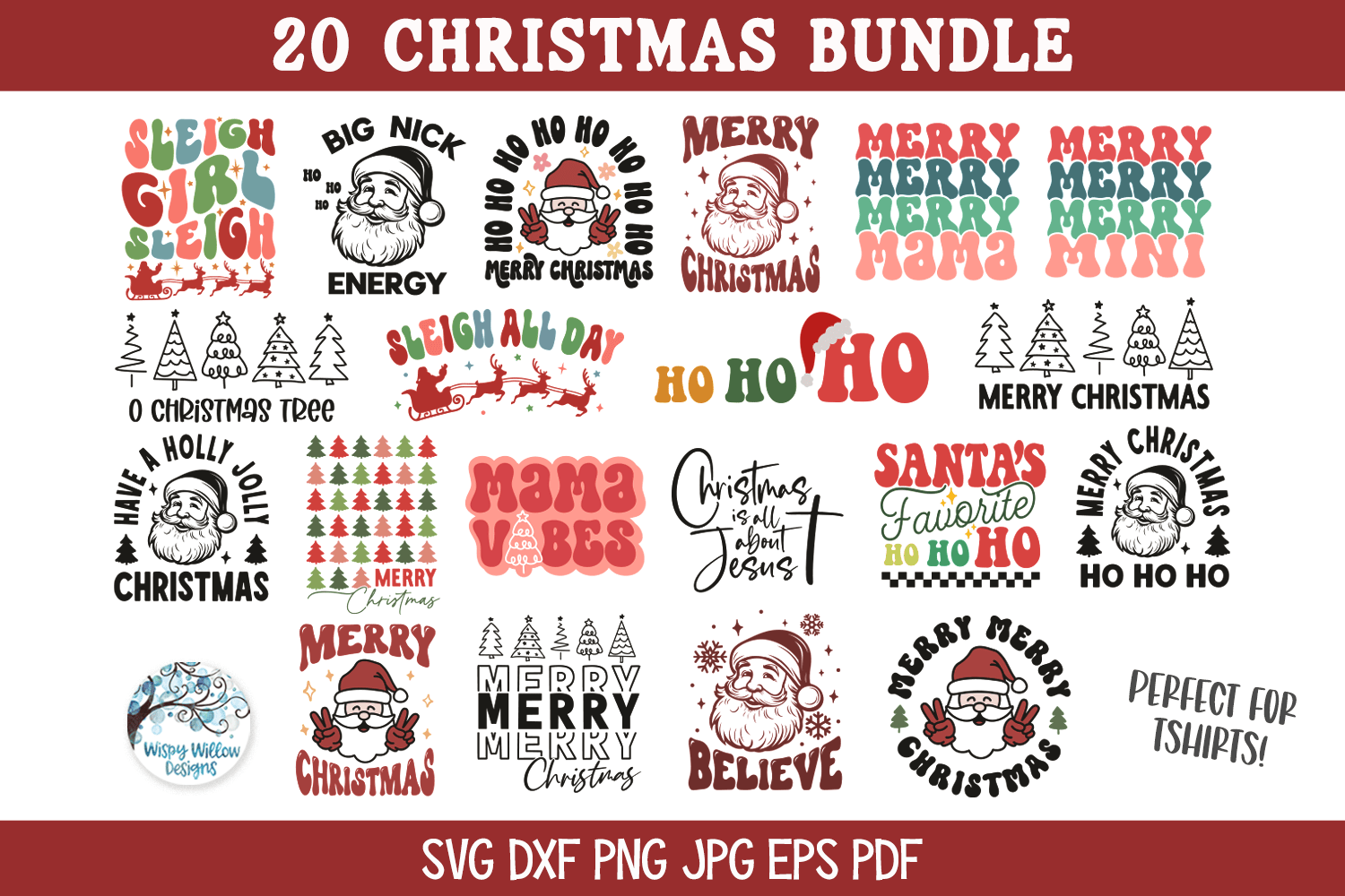 Christmas Bundle SVG | Festive Holiday Art Collection" Wispy Willow Designs Company