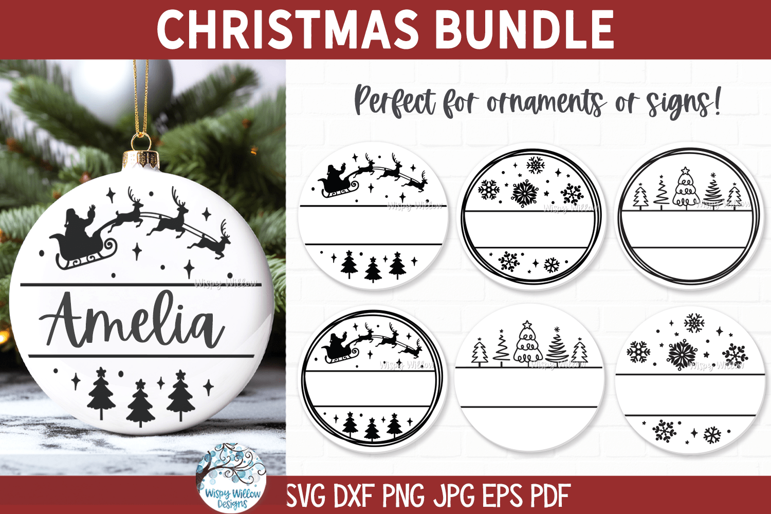 Christmas Bundle SVG | Festive Holiday Art Collection Wispy Willow Designs Company