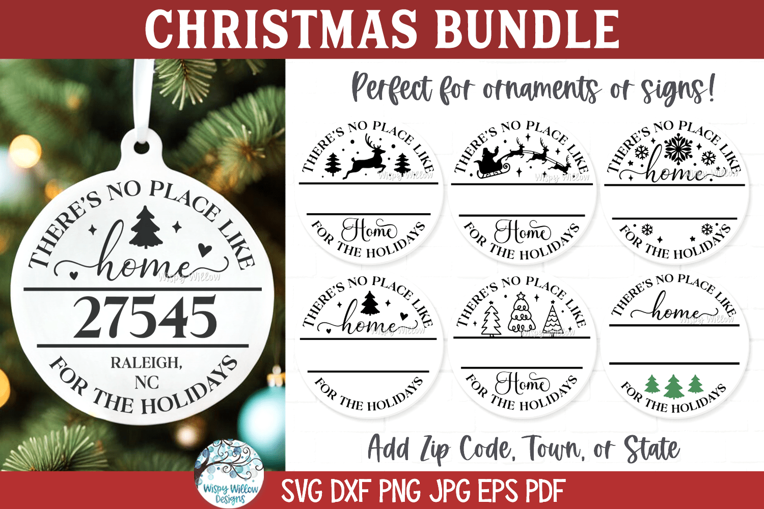 Christmas Home Bundle SVG | Holiday Decor Design Collection Wispy Willow Designs Company