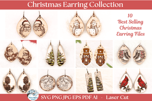 Christmas Laser Cut Earring SVG Bundle Wispy Willow Designs Company