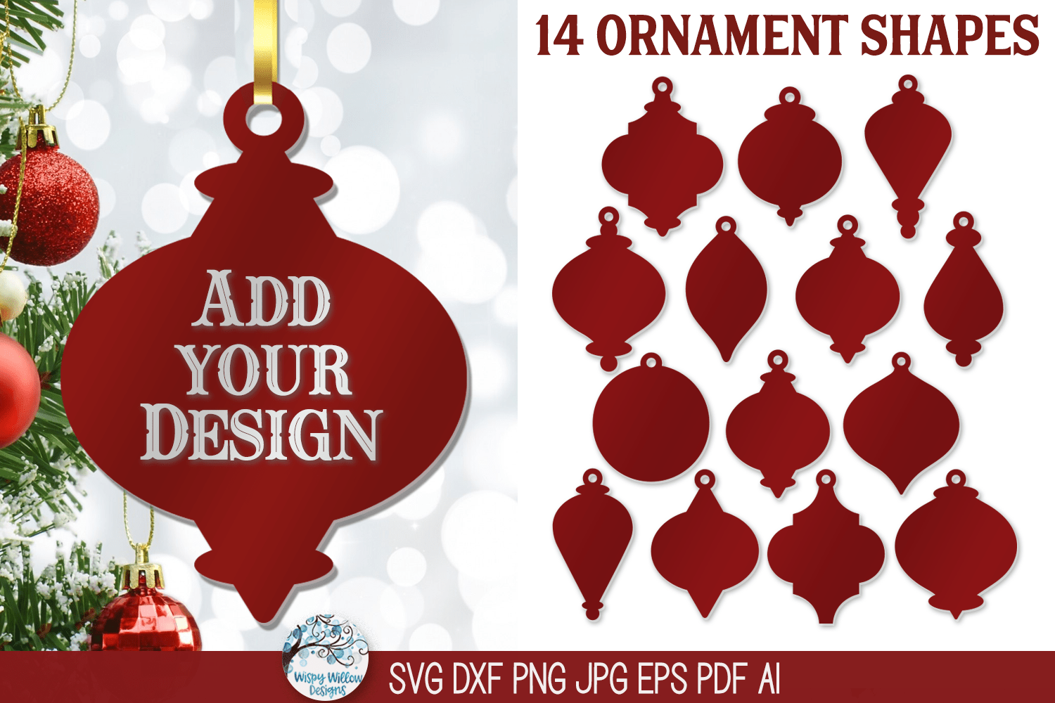 Christmas Ornament Shape SVG Bundle Wispy Willow Designs Company