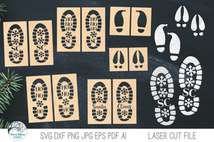 Christmas Santa Boot Print Stencil SVG Bundle for Laser Cutter Wispy Willow Designs Company