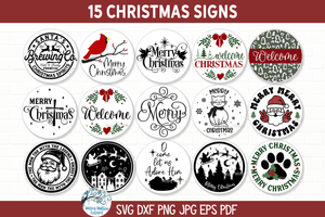 Christmas Sign Bundle SVG | Festive Holiday Signs Collection Wispy Willow Designs Company