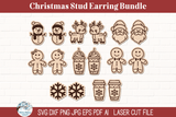 Christmas Stud Earring Bundle - Winter Holiday SVG Files for Laser Cutter Wispy Willow Designs Company