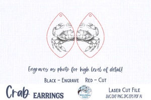 Crab Earring File for Glowforge or Laser Cutter Wispy Willow Designs Company