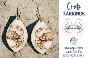 Crab Earring File for Glowforge or Laser Cutter Wispy Willow Designs Company