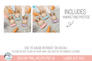 Cute Easter Bunny Basket Tag - Personalized SVG File for Laser Cutter Wispy Willow Designs Company