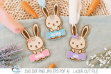 Cute Easter Bunny Basket Tag - Personalized SVG File for Laser Cutter Wispy Willow Designs Company