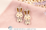 Cute Easter Bunny Earring SVG for Laser Cutter Wispy Willow Designs Company