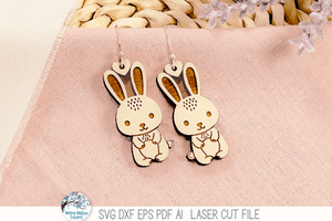 Cute Easter Bunny Earring SVG for Laser Cutter Wispy Willow Designs Company