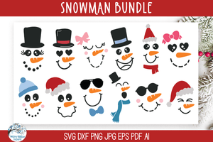 Cute Snowman Faces SVG Bundle Wispy Willow Designs Company